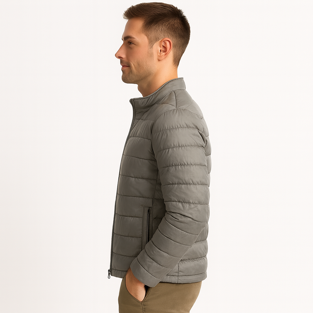 Men's Solid High-Neck Puffer Jacket - Image 2
