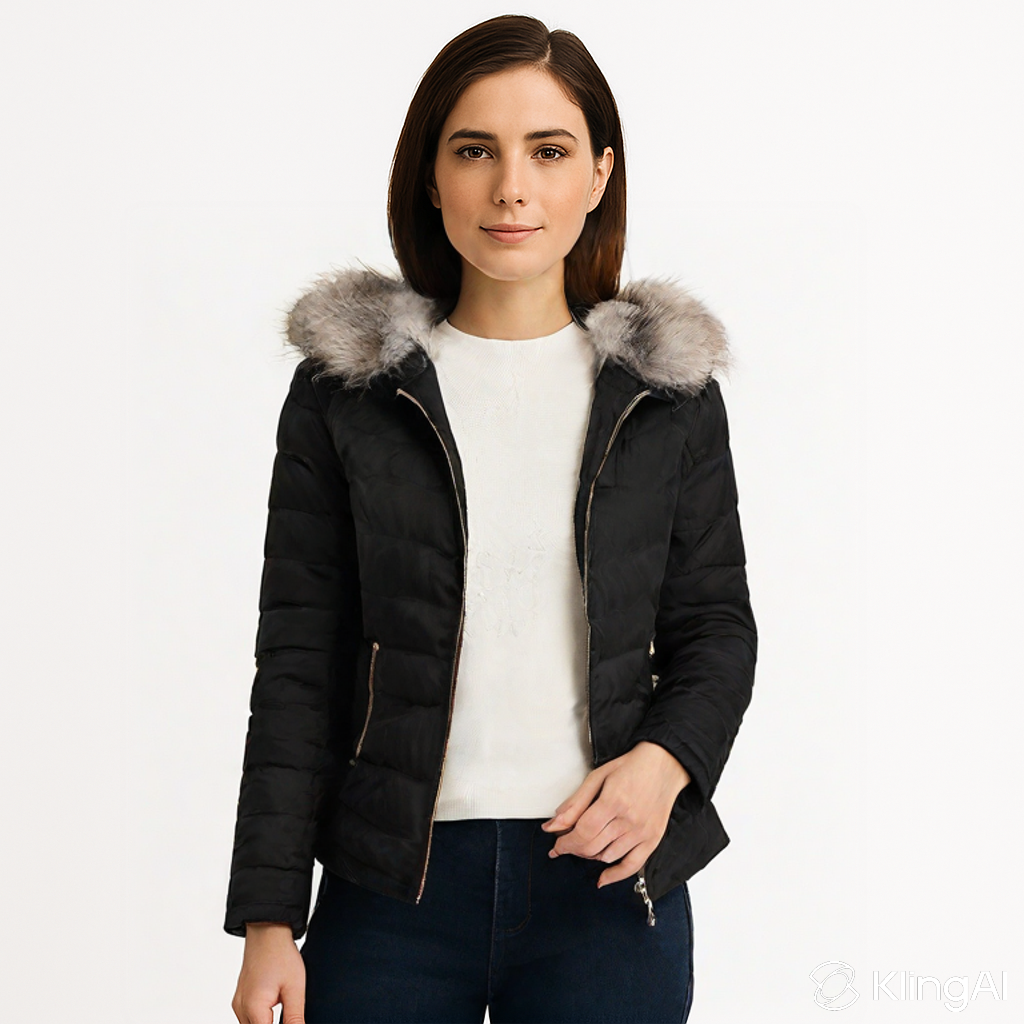 Women's Regular Fit Hooded Winter Jacket
