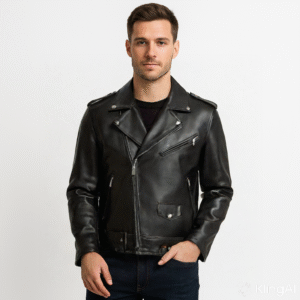 Classic leather moto jacket